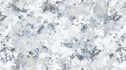 Seamless background featuring a rough-textured, military-inspired camouflage pattern in light urban grey and snow white, ideal for fashion textiles and contemporary art.
