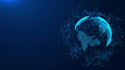 4K 3D Hud Planet earth globe maps world animation Earth map digital connection social network. world communication data. Blockchain technology database Business finance crypto currency web 3.0