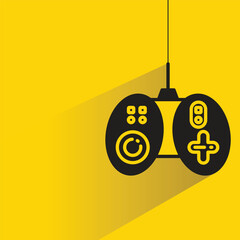 Wall Mural - game controller and joystick icon on yellow background