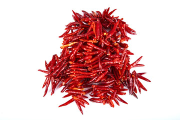  Traditional calabrian red hot chili pepper. Traditional New Mexico chili peppers. Dried chili peppers on white background.
