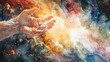 © Jelena - the creation biblical christian religious watercolor illustration of gods hand