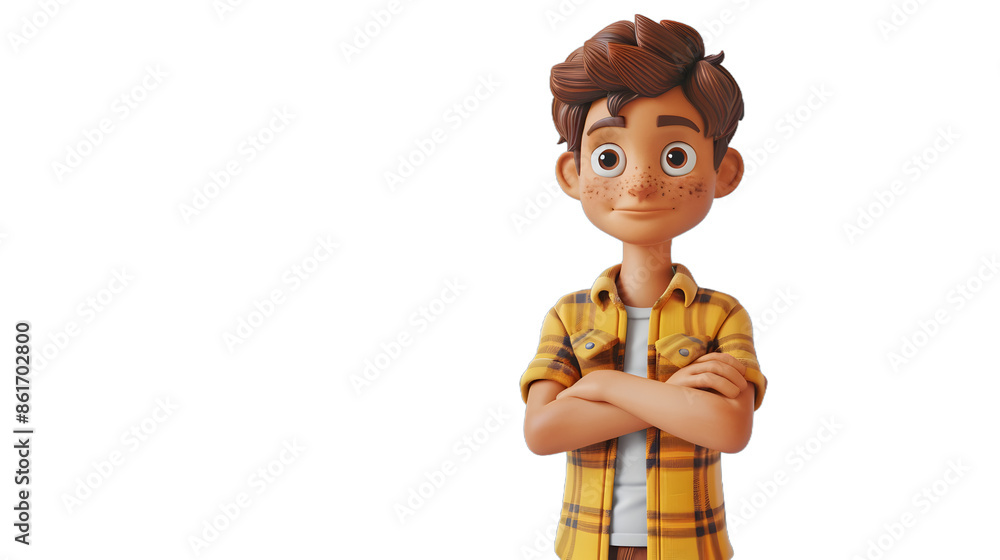 [Transparent Background PNG]Smiling Cartoon Boy with Brown Hair and ...