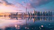 © Jelena - toronto skyline at dusk lakeshore cityscape of ontario canada travel photo