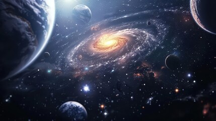 Wall Mural - universe scene with planets stars and galaxies aweinspiring space exploration concept