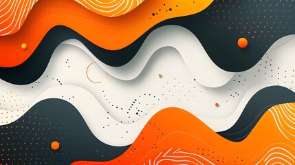 Wall Mural - Abstract Orange and Black Wave Background Design