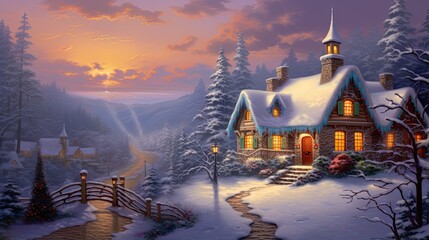 Poster - snowy Christmas landscape