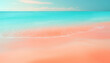 © LADALIDI - Serene beach with soft pink sand to a light turquoise sea, pale blue sky sunny summer vacation vibe background.