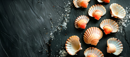 Wall Mural - Raw scallops with shells