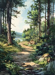 Wall Mural - The Path Through the Woods