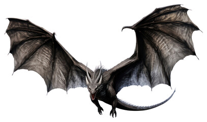 Poster - PNG Black dragon animal wing white background.