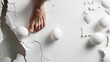 © Wirestock - Ai generated male foot walking on eggshells, cautious vibe concept background
