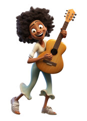 Poster - PNG Guitar musician cartoon female.