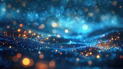 Abstract image of blue and orange bokeh lights creating a dynamic and vibrant glow effect, perfect for a festive or celebratory background.