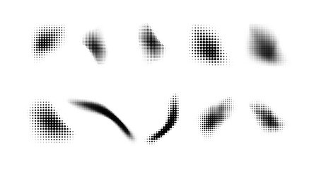 Wall Mural - Dotted halftone waves. Abstract shapes, wave effect dotted gradient. Halftone graphic dots waves. Wave dotted halftone. Vector