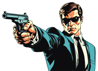 Wall Mural - PNG Spy handgun adult aggression.