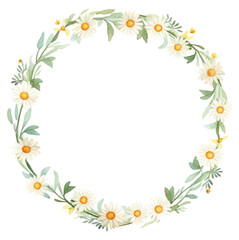 Wall Mural - PNG Little daisy circle border pattern flower wreath.