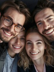 A group of three friends smiling and posing for a photo together