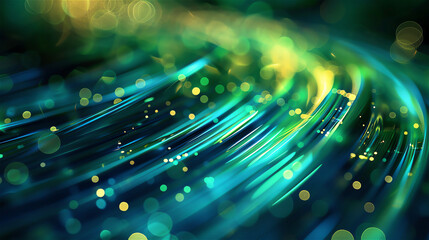 Wall Mural - Glowing green and blue light trail; energy transition tone. Futuristic background for presentation design.