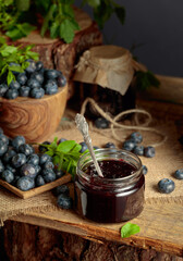 Poster - Blueberry jam with fresh berries.