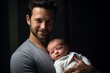 © robertuzhbt89 - Father holding newborn baby in dark background