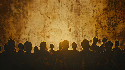Wall Mural - paper cutout of a row of spectators in the cinema seen from behind