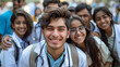 © Pawina - Group of happy Indian medical students posing for a photo.generative ai