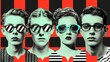© takkan - Retro collage of women and man in sunglasses