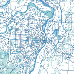 Layered vector map of St. Louis in Missouri in a professional blue style