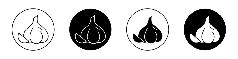 Garlic outlined icon vector collection.
