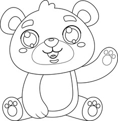 Sticker - Outlined Cute Bear Animal Cartoon Character. Vector Hand Drawn Illustration Isolated On Transparent Background