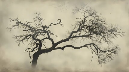 Wall Mural - tree in fog