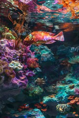 Wall Mural - Colorful fish swimming in a vibrant coral reef