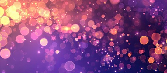 Poster - Modern abstract circular glowing bokeh on a purple background, creating a blurred backdrop with ample copy space image for a banner.
