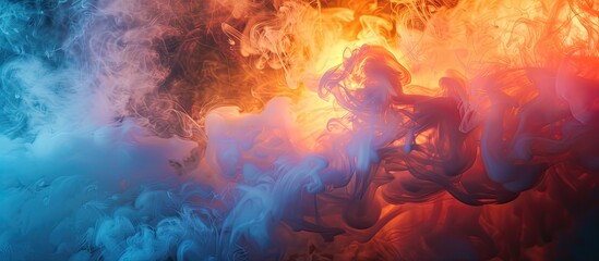 Poster - The ethereal combination of light and smoke creates a captivating and mystical ambiance in the copy space image.