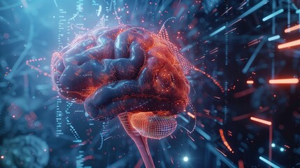 Canvas Print - A scientist using a 6Gpowered braincomputer interface to tap into different regions of their brain unlocking new levels of creativity and innovation.