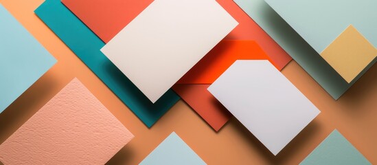 Leinwandbilder - A mockup featuring business cards with a design template for branding identity against a plain background with space for additional elements or text.