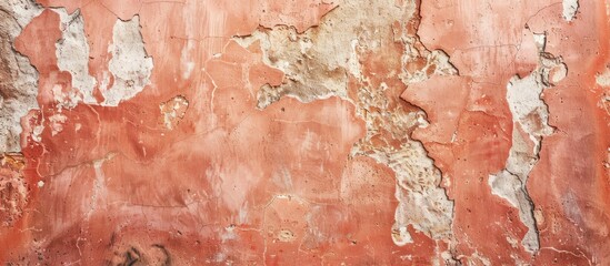 Wall Mural - Abstract grunge background with terracotta stucco wall providing copy space image.