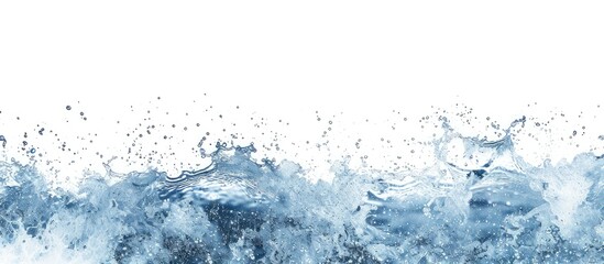 Leinwandbilder - Abstract water splash surface with water droplet, liquid waves, and air bubble on white background and copy space image for focus.