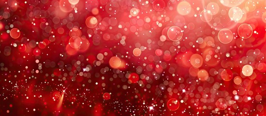 Poster - A red background with light bokeh effects and copy space image, ideal for a Christmas template.