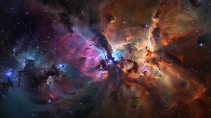 Wall Mural - A cosmic nebula with vivid colors and countless stars, creating a stunning spectacle in the vastness of space