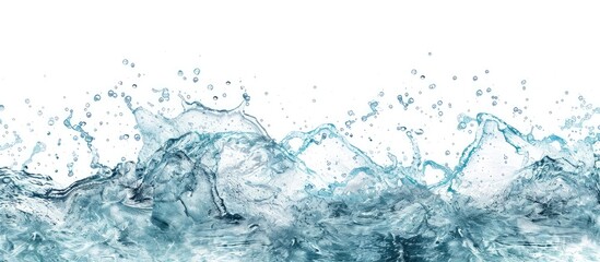 Leinwandbilder - Abstract water splash surface with water droplet, liquid waves, and air bubble on white background and copy space image for focus.