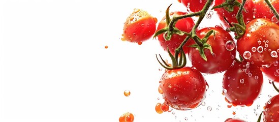 Poster - Cherry tomatoes are appetizing against a blank space in the image. Copy space image. Place for adding text and design