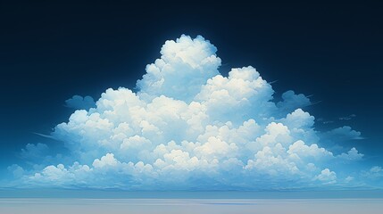 Wall Mural - A large, fluffy cloud in the sky. Anime cloud background