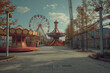 © S photographer - Daytime view of amusement park rides.