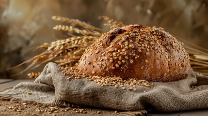 Wall Mural - A rustic farmhouse bread with seeds and grains