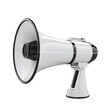 © سید قاسم شاہ - 3D-rendered megaphone mock-up on a white background