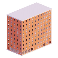 Wall Mural - Orange brick building, isometric. 3d rendering.	