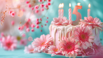 Canvas Print - birthday cake with 5 candles