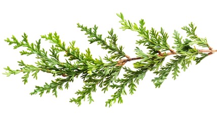 Wall Mural - Fresh Green Cypress Branch Isolated. Natural, Aromatic Evergreen Sprig for Crafts, Decor, and Holiday Designs
