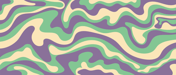 Wall Mural - Trendy vector background in retro 70s,60s style. Abstract horizontal background with waves. Vector illustration